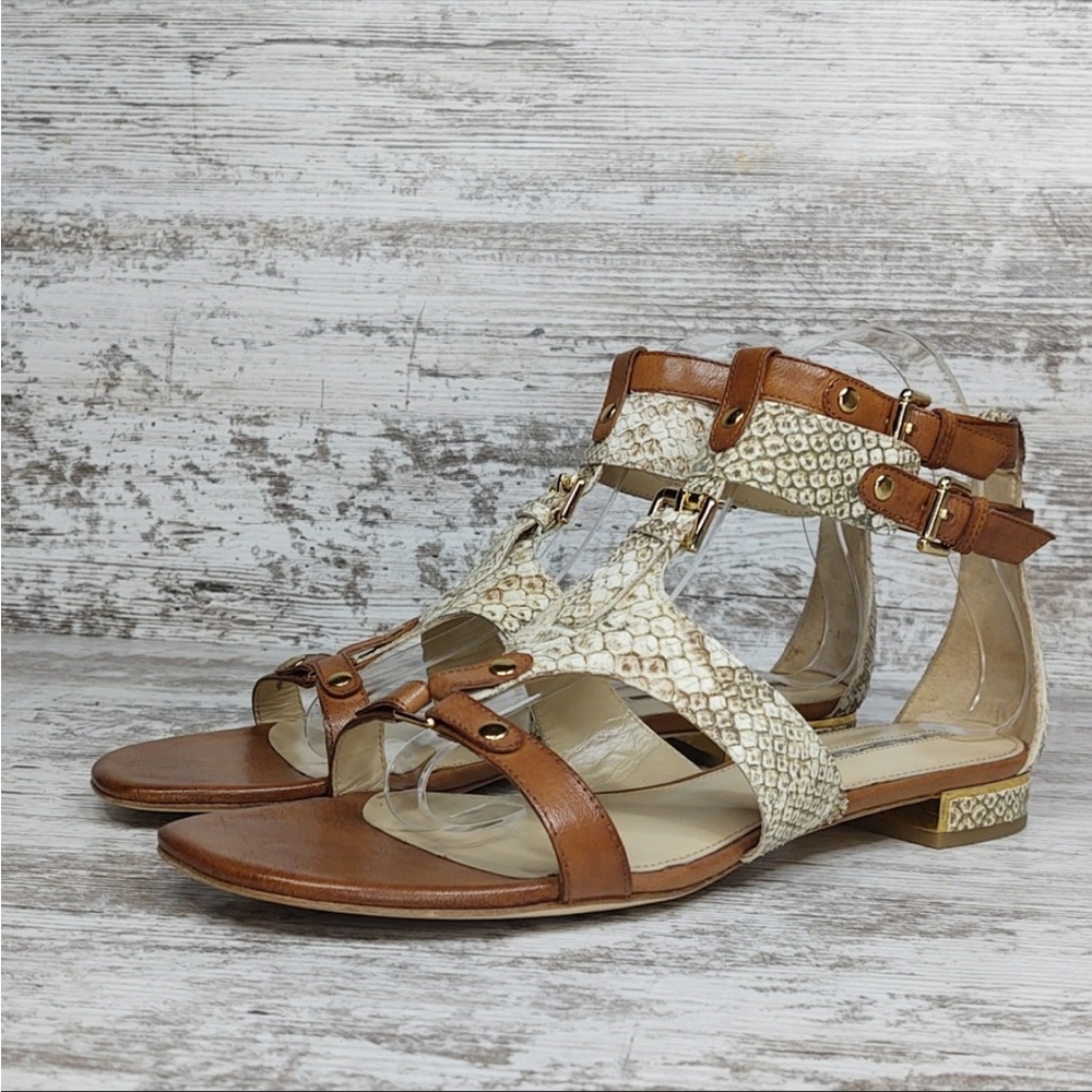 Via Spiga leather and snakeskin gladiator sandals size 8.5 M